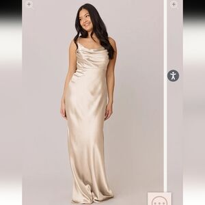 REVELRY Elegant Satin Gold Champagne Evening Gown size 10